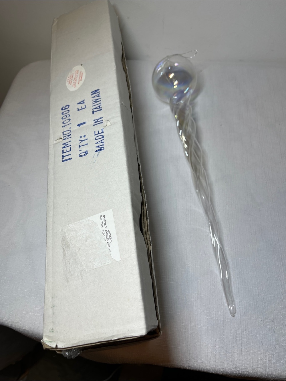 Gorgeous long blown glass Christmas ornaments. Set of two
Like new